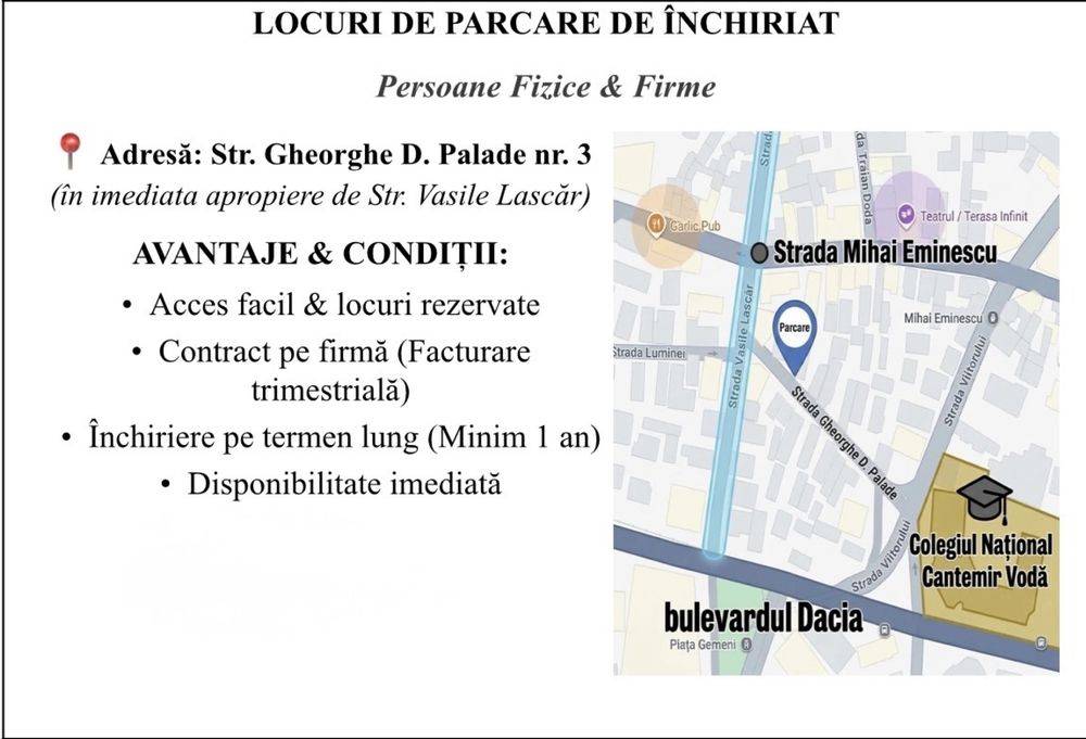 Loc de parcare exterior de închiriat în Bulevardul Dacia 1, Sectorul 2